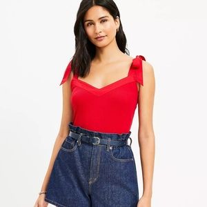 Tie Strap Mixed Media Top